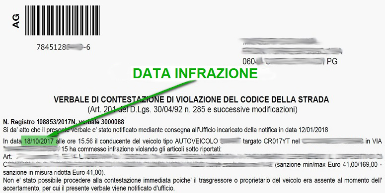 Immagine che descrive come recuperare la data